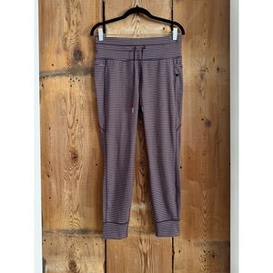Sz L Halara Plum Ridge High Waisted Drawstring Striped Yoga Leggings (7/8) NWOT